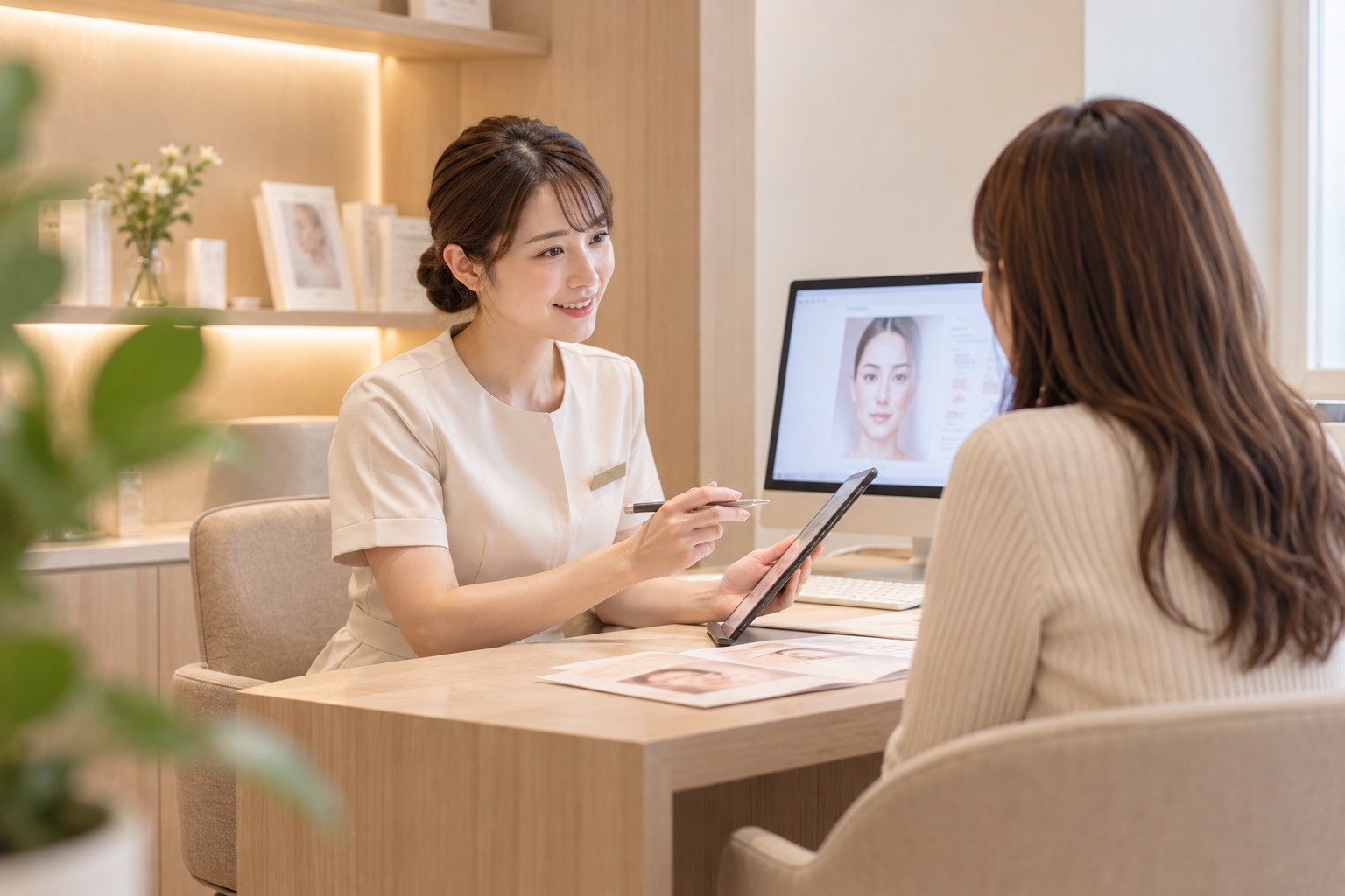 カウンセリングで話をするスタッフと相談者